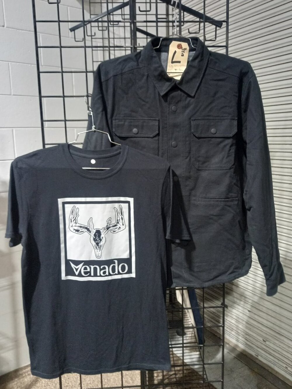 Concealed Carry Flannel Lined Canvas Shirt Jacket + Graphic Tee - Black